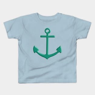 Teal Anchor Kids T-Shirt